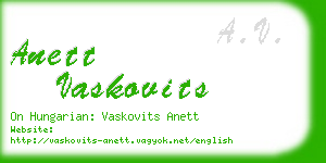 anett vaskovits business card